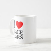 I Liebe Race Cars Kaffeetasse (Vorderseite Links)