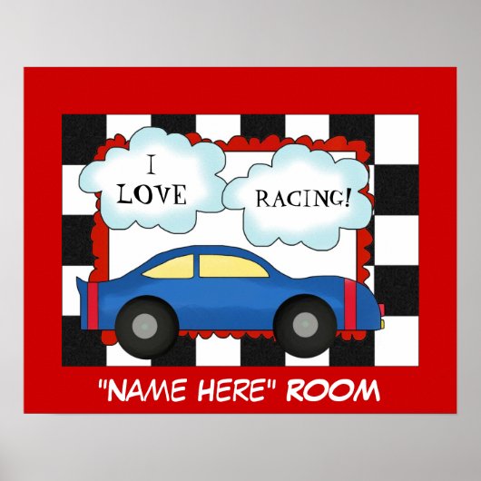I Liebe Racing Kids Room Poster (Vorne)