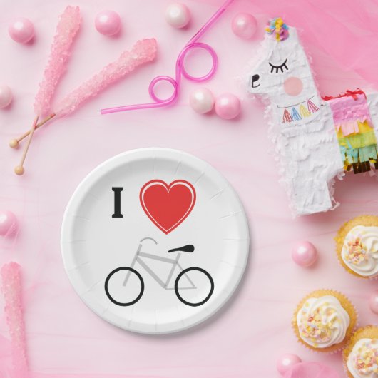 I Liebe Radfahren Pappteller (Party)