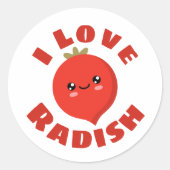 I Liebe Radish Runder Aufkleber (Vorderseite)