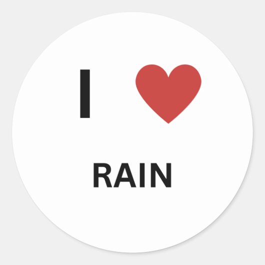 I Liebe Rain Runder Aufkleber (Vorderseite)