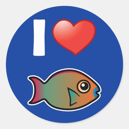 I Liebe Rainbow Parrotfish Runder Aufkleber (Vorderseite)