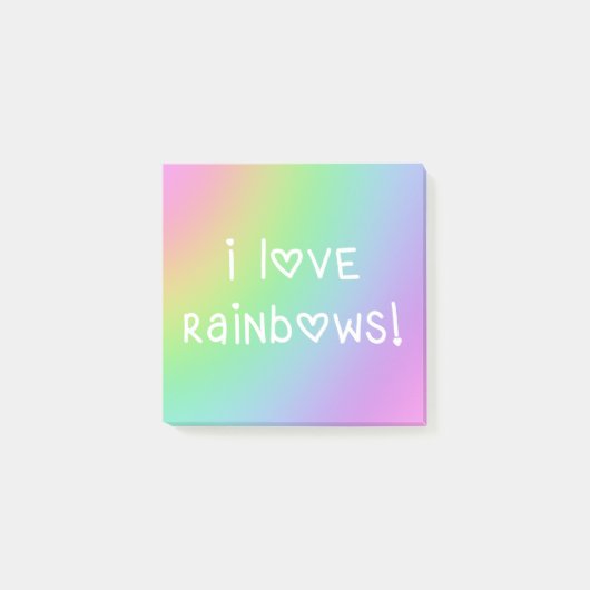 I Liebe Rainbows Pastel Gradient Post-it Klebezettel (Vorderseite)