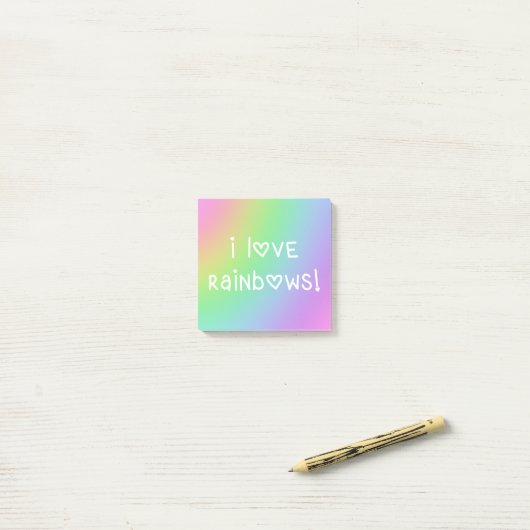 I Liebe Rainbows Pastel Gradient Post-it Klebezettel (Auf Schreibtisch)