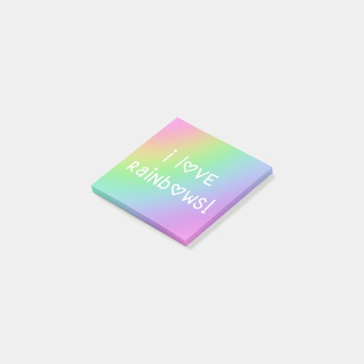 I Liebe Rainbows Pastel Gradient Post-it Klebezettel (angewinkelt)