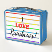 I Liebe Rainbows Stripes Metall Brotdose (Rückseite)