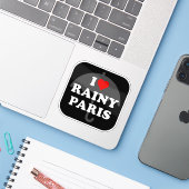 I Liebe Rainy Paris - v2 Aufkleber (Laptop mit iPhone)