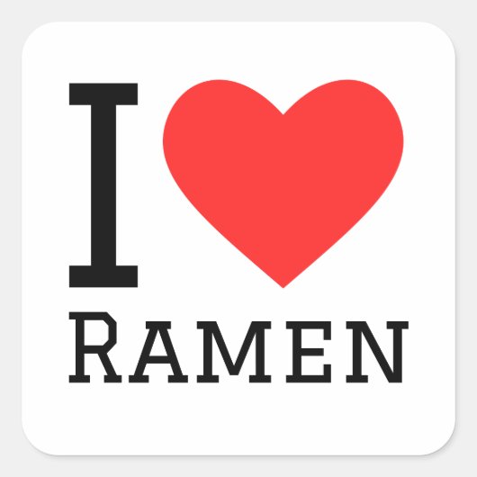 I Liebe ramen Quadratischer Aufkleber (Vorderseite)