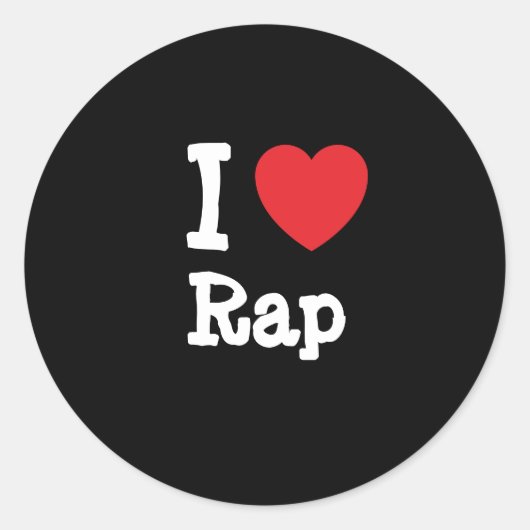 I Liebe Rap Brust personalisiert Runder Aufkleber (Vorderseite)