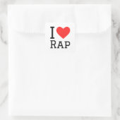I LIEBE RAP QUADRATISCHER AUFKLEBER (Tasche)