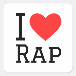 I LIEBE RAP QUADRATISCHER AUFKLEBER