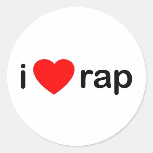 I LIEBE RAP RUNDER AUFKLEBER (Vorderseite)