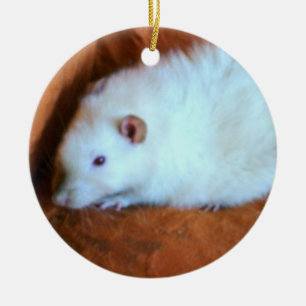 I Liebe Rats White Rat Snowball Ornament