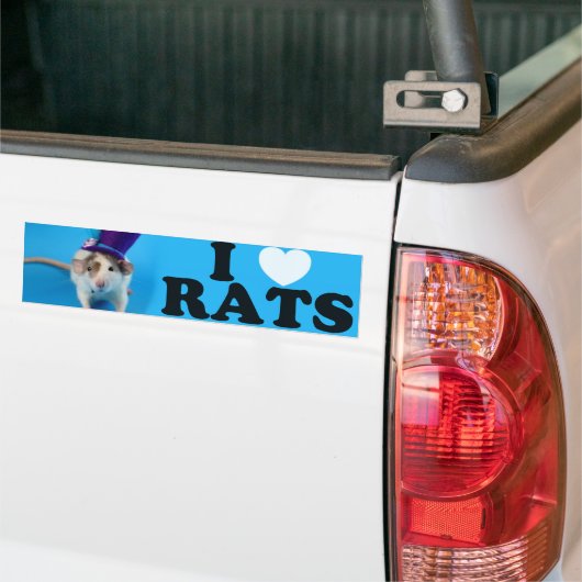 I Liebe Ratten (in Hut) Autoaufkleber (Auf Lkw)