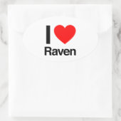 i Liebe raven Ovaler Aufkleber (Tasche)