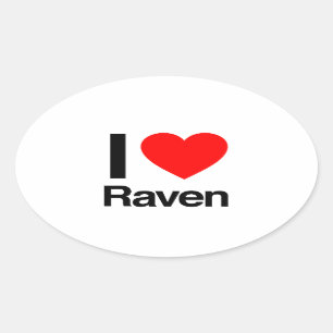 i Liebe raven Ovaler Aufkleber