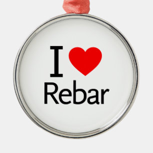 I Liebe Rebar Silbernes Ornament
