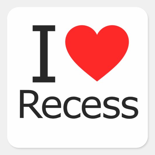 I Liebe Recess Quadratischer Aufkleber (Vorderseite)