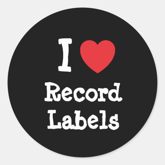 I Liebe Record Labels Herz personalisiert Runder Aufkleber (Vorderseite)