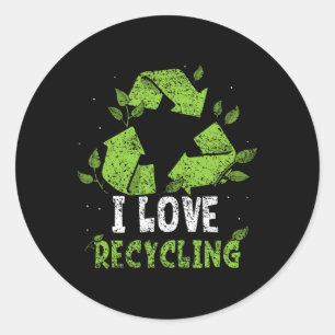 I Liebe Recycelnd Trash Earth Day Recycle Environm Runder Aufkleber