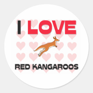 I Liebe Red Kangaroos Runder Aufkleber