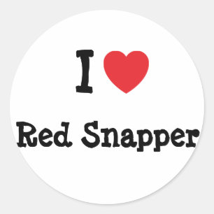 I Liebe Red Snapper Herz T - Shirt Runder Aufkleber