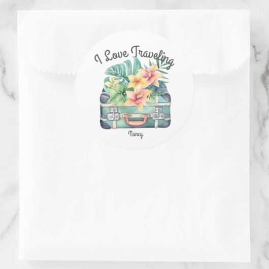 I Liebe Reisen Runder Aufkleber (Tasche)