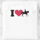 I Liebe Reitpferde Ovaler Aufkleber (Tasche)