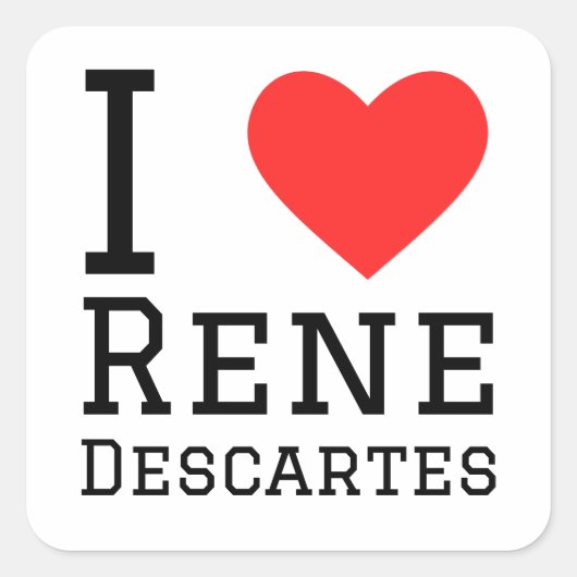 I Liebe Rene Descartes Quadratischer Aufkleber (Vorderseite)