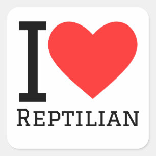 I Liebe reptilianisch Quadratischer Aufkleber
