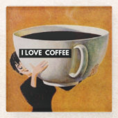 I Liebe-Retro Glasuntersetzer (Vorderseite)