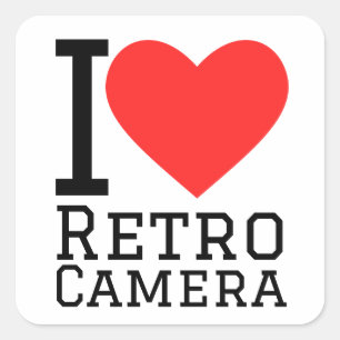 I Liebe Retrokamera Quadratischer Aufkleber