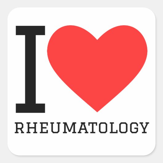 I Liebe Rheumatologie Quadratischer Aufkleber (Vorderseite)
