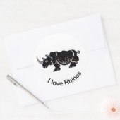 I Liebe RHINOS - Afrikanische Wildtiere - Natur - Runder Aufkleber (Umschlag)