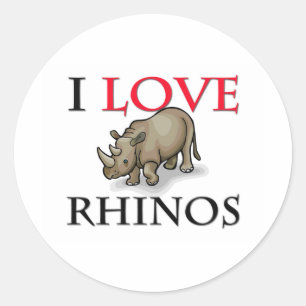 I Liebe Rhinos Runder Aufkleber