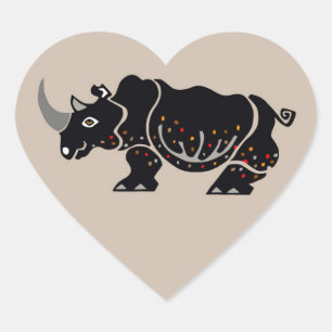 I Liebe RHINOS - Wildtiere - Natur - gefährdet - Herz-Aufkleber