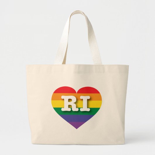 I Liebe Rhode Island Rainbow Herz Jumbo Stoffbeutel (Vorne)