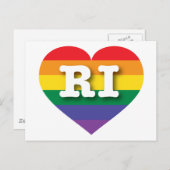 I Liebe Rhode Island Rainbow Herz Postkarte (Vorne/Hinten)