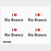 I Liebe Rio Branco Rechteckiger Aufkleber (Blatt)