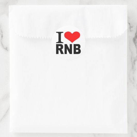 I Liebe RnB Runder Aufkleber (Tasche)