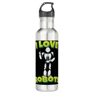 I Liebe Roboter Edelstahlflasche