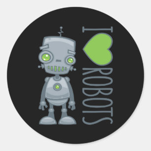 I Liebe Roboter Runder Aufkleber
