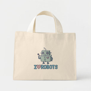 I Liebe Roboter Tote Beutel Mini Stoffbeutel