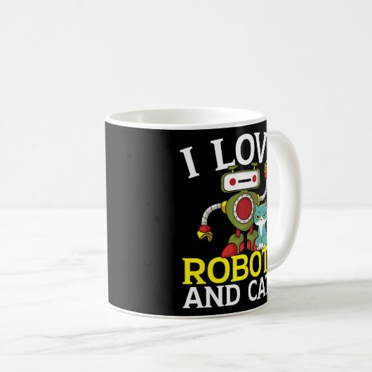 I Liebe Roboter und Katzen Robotik Ingenieur Kitty Kaffeetasse (VorderseiteRechts)