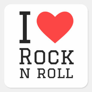 I Liebe Rock and Roll Quadratischer Aufkleber