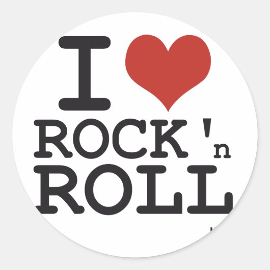 I Liebe Rock and Roll Runder Aufkleber (Vorderseite)