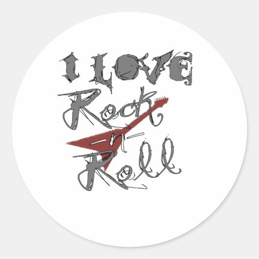 I Liebe Rock and Roll Runder Aufkleber (Vorderseite)