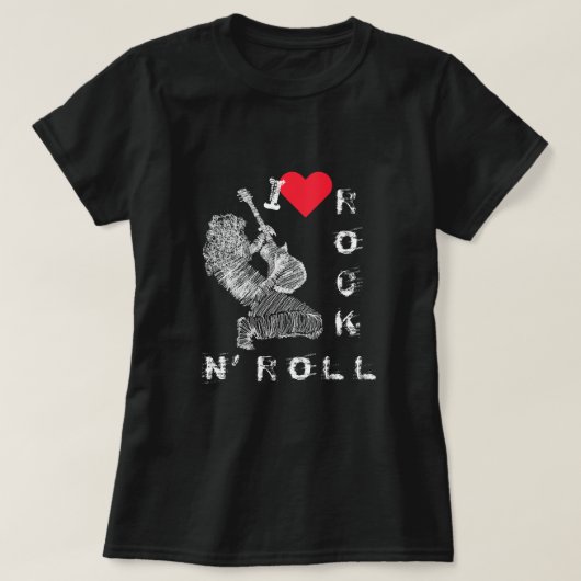 I Liebe Rock and Roll T - Shirt Rock Guitar Player (Design vorne)