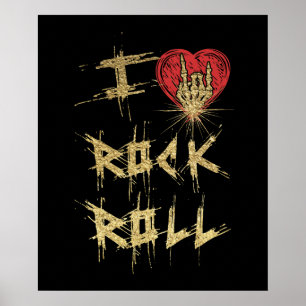 I Liebe Rock and Roll Vintag Style Poster