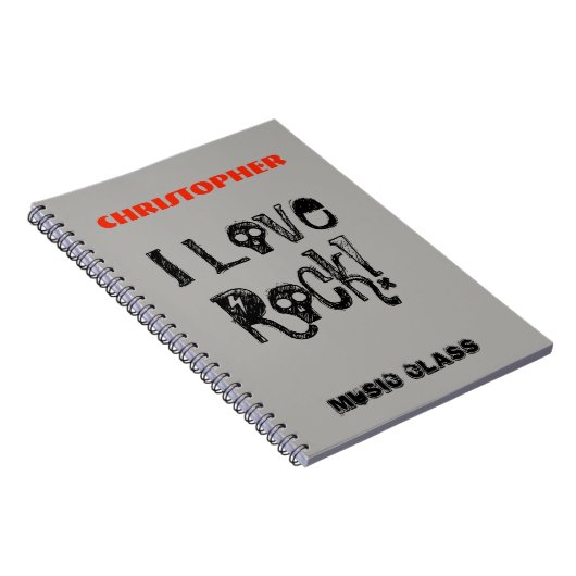 I Liebe Rock Fun Skulls Name Notizblock (Rechte Seite)